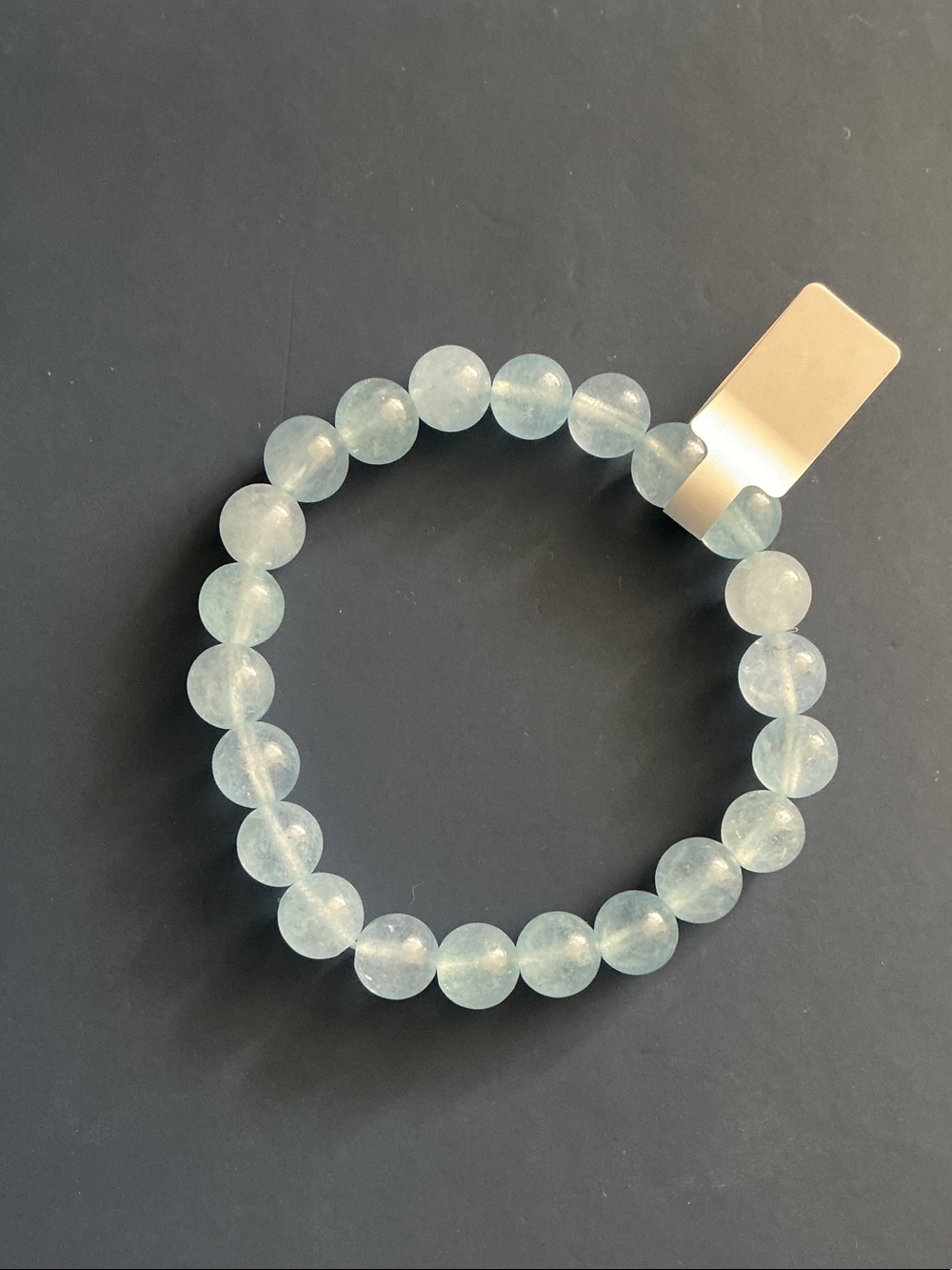 Aquamarine 8mm Stone Beaded Stretch Bracelet - Women Jewelry